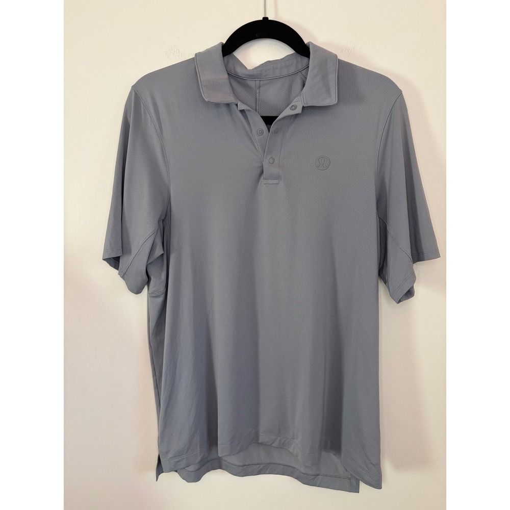 Lululemon Evolution Polo Shirt Mens Gray Short Sleeve Tech Mesh Golf M Preppy
